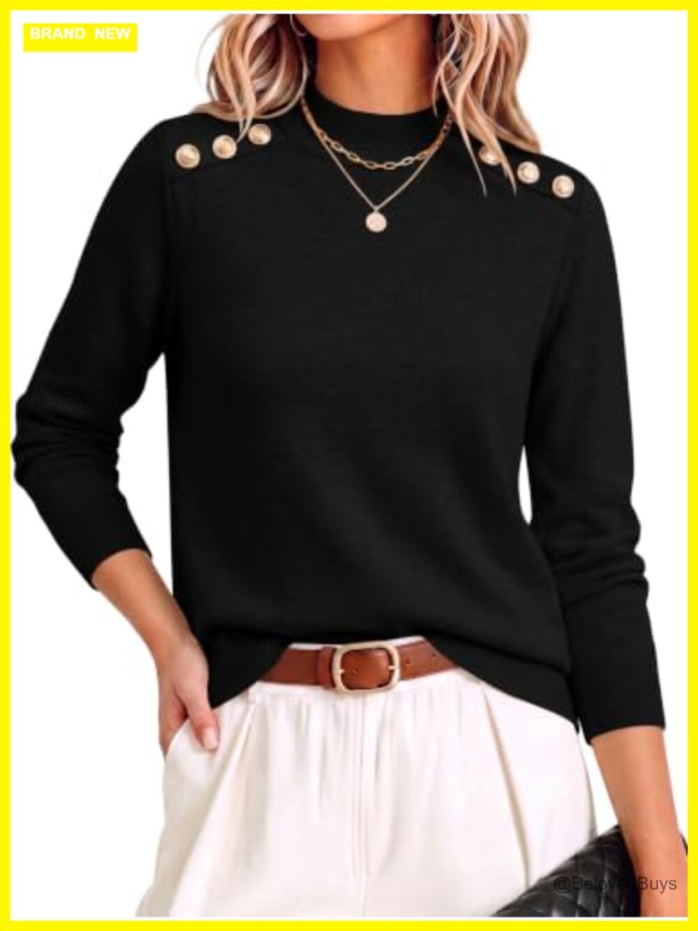 Caracilia Women's Mock Neck Long Sleeve Ribbed Knit Pullover Sweater